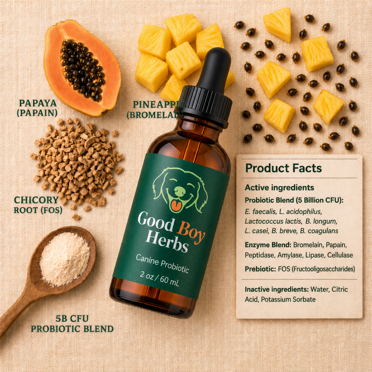 Liquid Probiotic Drops for Dogs (60mL)